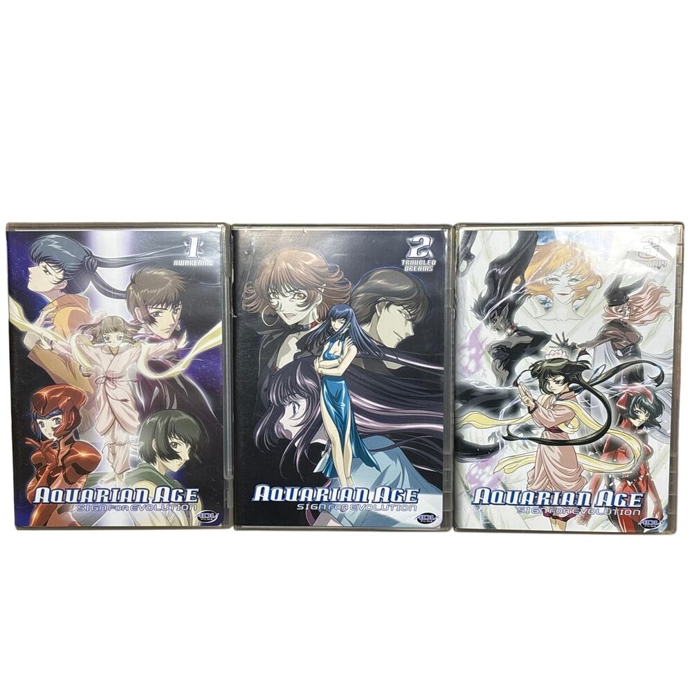 2002 Aquarian Age Sign for Evolution 1-3 DVD anime bundle  ADV films sub/dub y2k